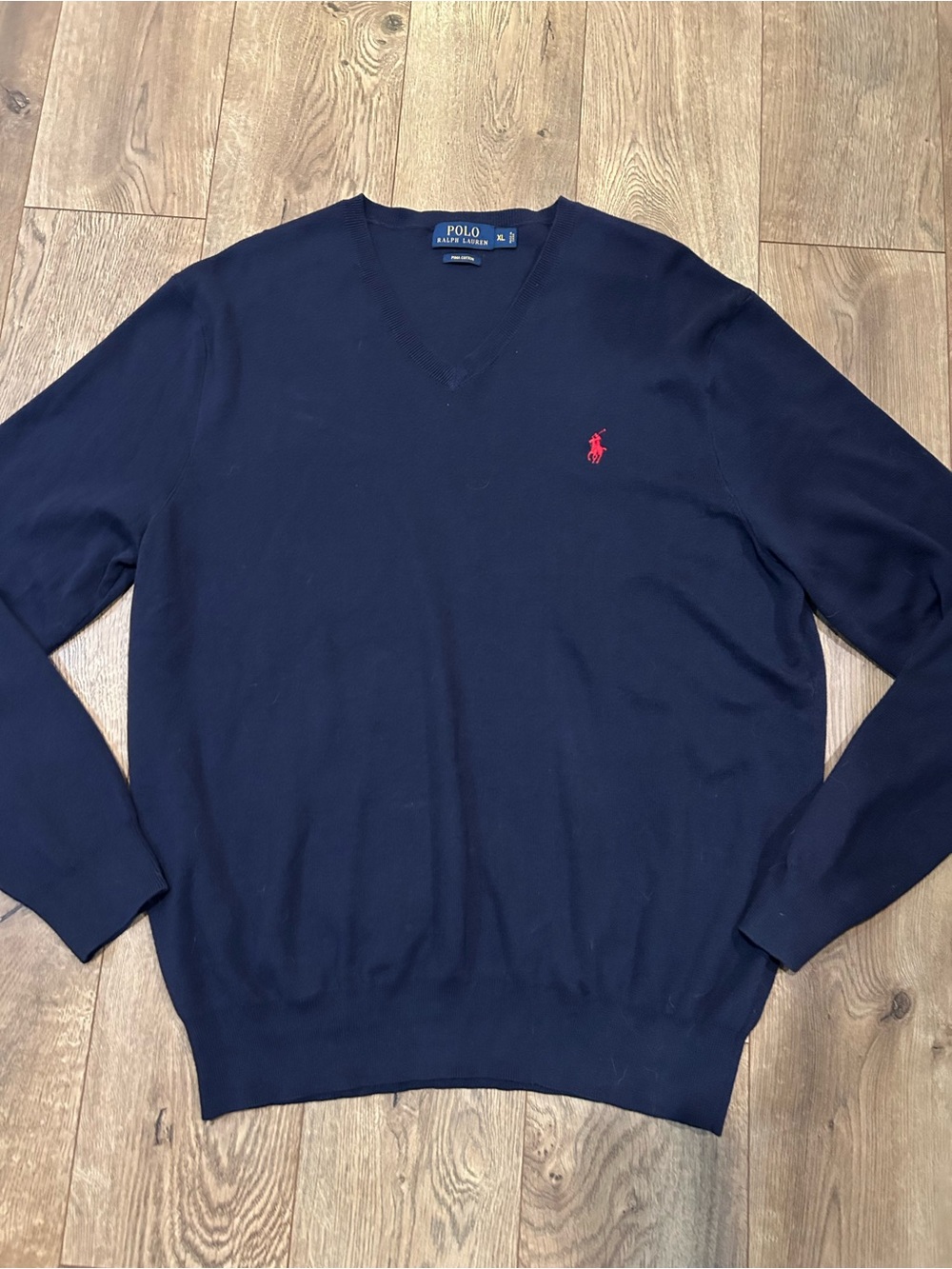 Polo by Ralph Lauren Navy V-Neck Sweater with Red Pony
